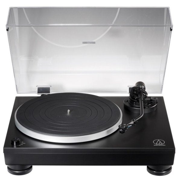 Audio-Technica AT-LP5X direct-drive turntable, angled with dust cover