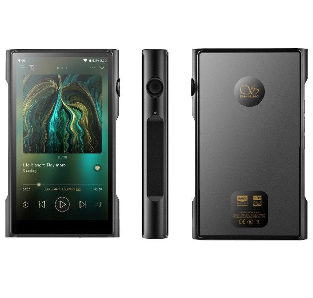Shanling M6 Ultra music player, black, front, side and back