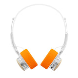 FiiO EH11 Bluetooth on-ear headphones, transparent with orange pads, front