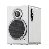 FiiO SA1 desktop active speakers, white, angled