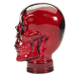 AMP3 glass skull headphone stand, red, side