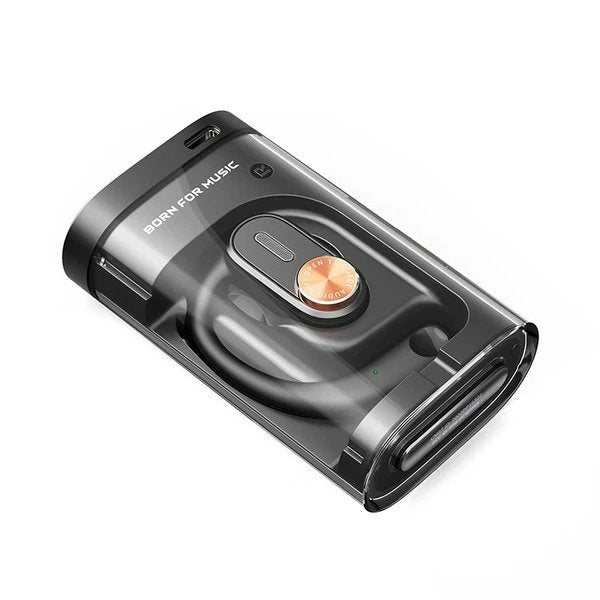 FiiO Jade Audio JW1 wireless earphones, black, case lying flat