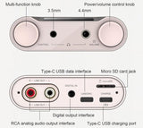 Shanling H5 portable DAC and headphone amp, labelled diagram of the sockets and controls