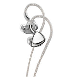 FiiO FX17 tribrid in-ear monitors, silver, angled