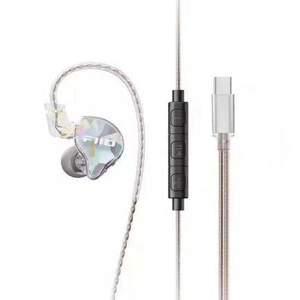 FiiO JD10 in-ear earphones, transparent, USB-C version with mic