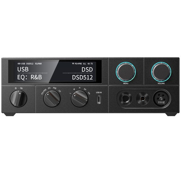 FiiO K15 desktop DAC and headphone amp, black, front