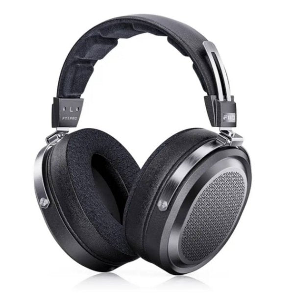 FiiO FT1 Pro open-back planar headphones, black, angled