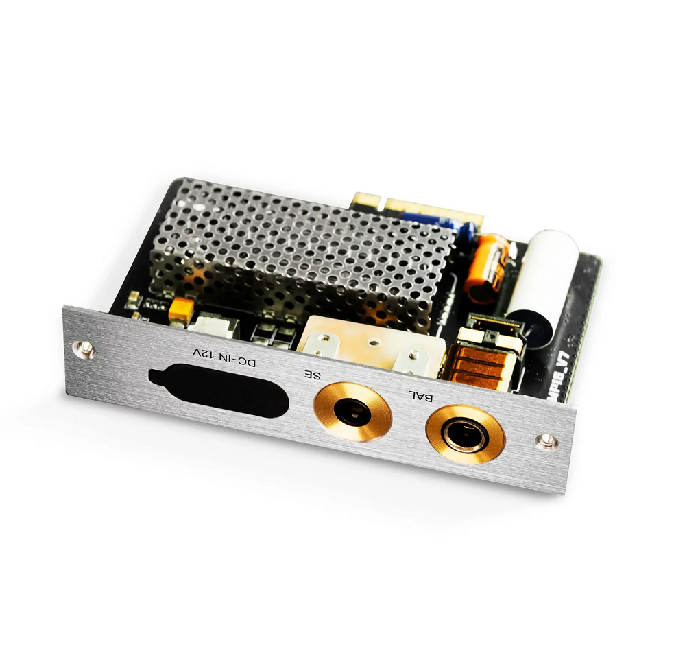 iBasso AMP16 amplifier card, titanium, circuit board, angled