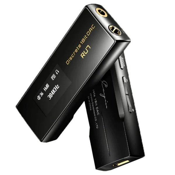 Cayin RU7 USB dongle DAC, angled, standing