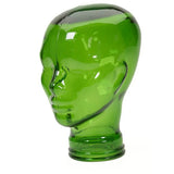 AMP3 glass head headphone stand, green, front