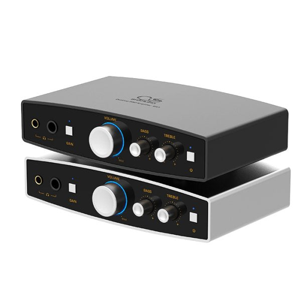 Shanling EH1 desktop DAC and headphone amp, black and silver stacked